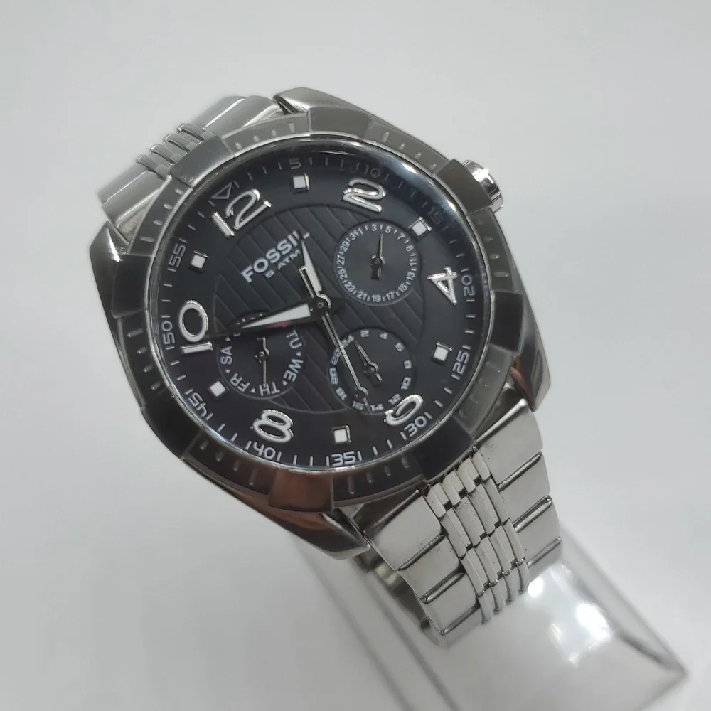 Fossil Watch ES2256 Chronograph Black Face Silver Stainless Steel Watch
